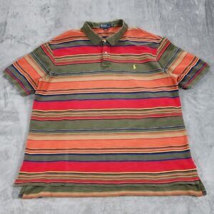 Polo Ralph Lauren Polo Shirt Mens Big 3X Multicolor Stripe Cotton Knit Pony Logo